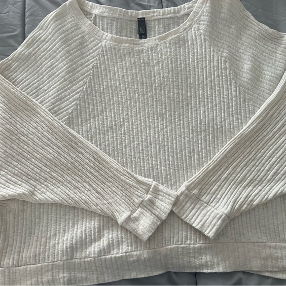 Alya Tops - Cream Ribbed Knit Sweater